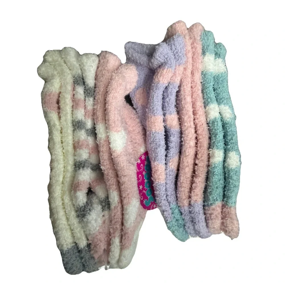 Toddler Girl Cozy Fluffy Fuzzy Socks 6 Pairs Warm Winter Size 11-4